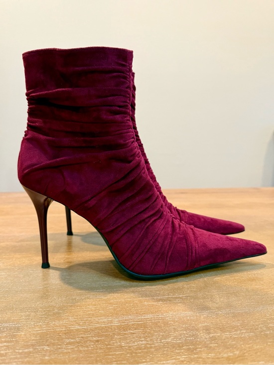 Jeffrey Campbell Shoes - NWOB Jeffrey Campbell Let’s-Go Rouched Stiletto Ankle   Boot Wine Suede Sz 8.5